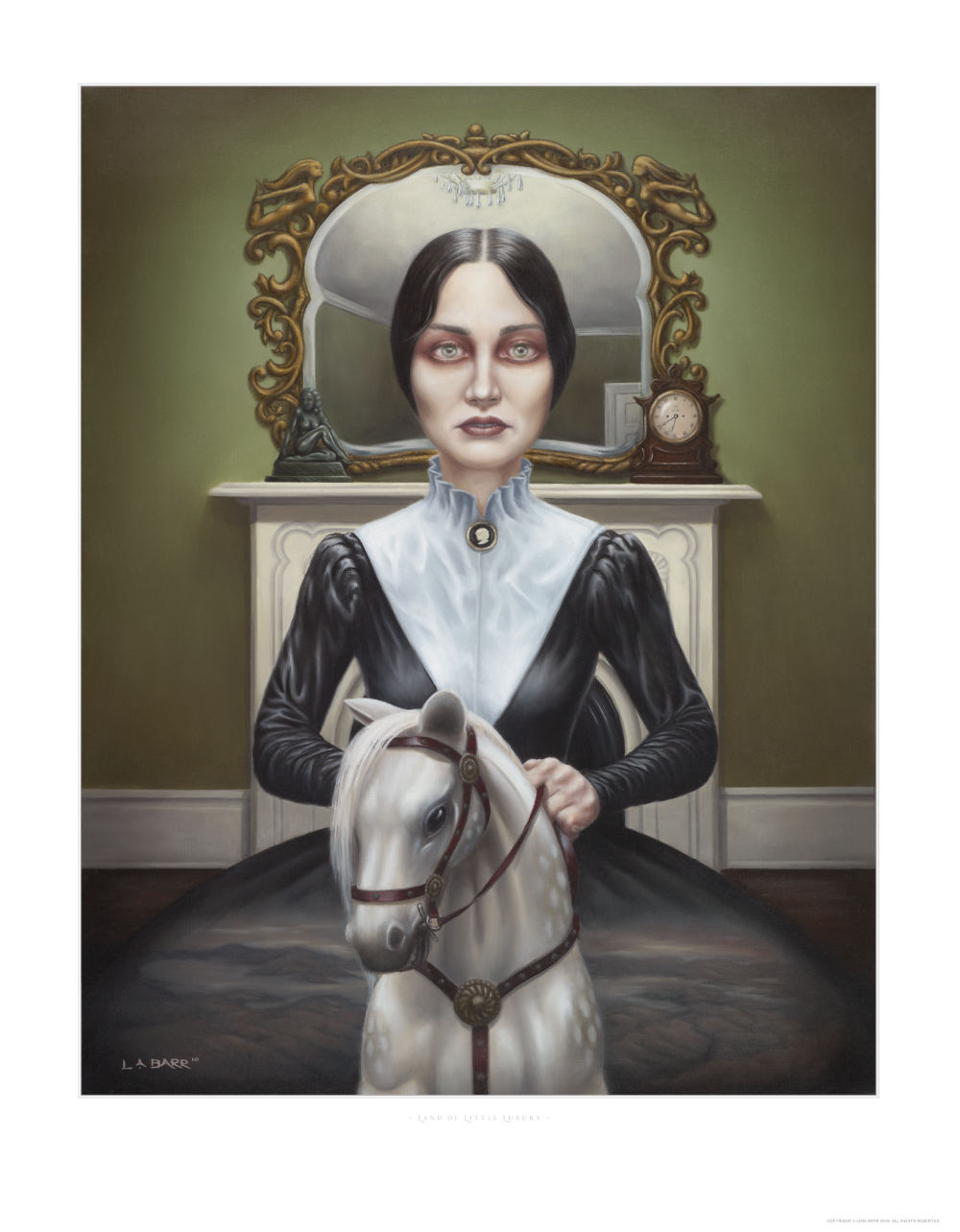 Land of little luxury woman riding a rockinghorse