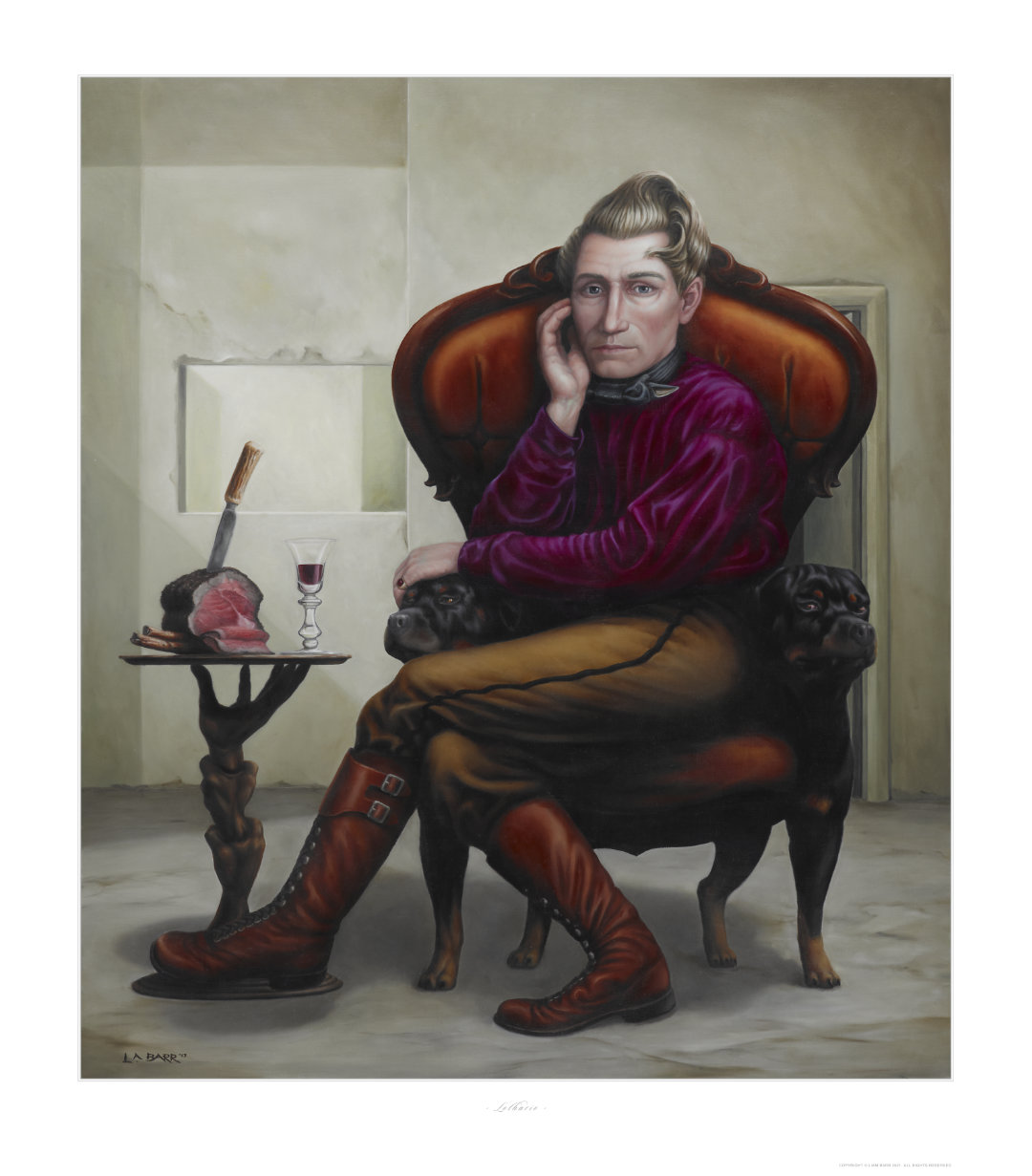 Lothario aging lothario in armchair