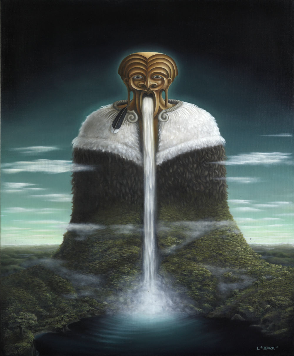 Tane Mahuta lord of the forest oversees his empire, painting by Liam Barr
